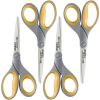 8" Titanium Bonded Scissors 4-Pack – Soft Grip Handle, Ultra-Sharp Multipurpose Shears for Home, Office & School Use