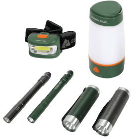 Ozark Trail 6-Piece LED, 30 Lumen Flashlight, Headlamp, Lantern, Penlight Combo Kit