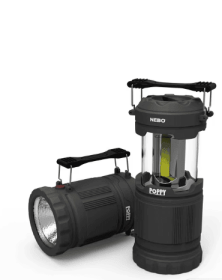 NEBO Poppy 300 Lumen Gray Lantern & 150 Lumen Spotlight, Battery Operated