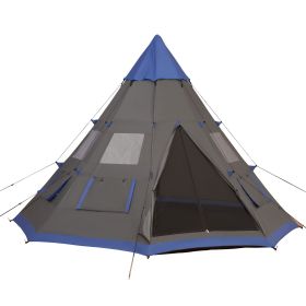 Outsunny Large 6-Person Metal Teepee Camping Tent with Weather Protection Portable Design and Included Carrying Bag