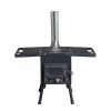 Black Iron Camping Stove with Chimney Portable Outdoor Wood Burning Heater for Tent Cooking and Heating Compact Foldable Campfire Stove for Hiking Bac