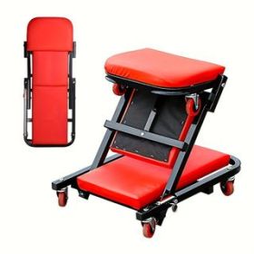 Foldable Creeper, 2-in-1 Rolling Garage Z Creeper Car & Seat, 36" Roller Mechanics Under Car Chair, 330 LBS Weight Capacity Heavy Duty