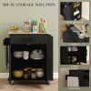 HOMCOM Portable Kitchen Island, Charging Kitchen Storage Island w/ Wheels, Spice Rack & Drawer, Kitchen Cart for Home, Black