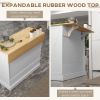 HOMCOM Farmhouse Kitchen Island Cart with Drop Leaf Breakfast Bar, 2 Drawers, Adjustable Shelves, White Wood