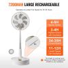 VEVOR 8 Inch Foldable Oscillating Standing Fan with Remote Control, 4 Speed Adjustable Portable Desk Quiet Fan, 7200mah Rechargeable USB Small Fan