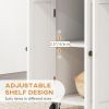 HOMCOM Kitchen Island Cart, White, Rubberwood Top, Spice/Towel Rack, Storage Drawers, Rolling Dining Room Storage
