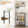 HOMCOM Baker's Rack with Power Outlet, USB Charging, Microwave Stand, Coffee Bar & Adjustable Shelves
