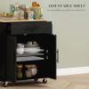 HOMCOM Portable Kitchen Island, Charging Kitchen Storage Island w/ Wheels, Spice Rack & Drawer, Kitchen Cart for Home, Black
