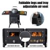 Black Iron Camping Stove with Chimney Portable Outdoor Wood Burning Heater for Tent Cooking and Heating Compact Foldable Campfire Stove for Hiking Bac