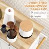 HOMCOM Kitchen Island Cart, White, Rubberwood Top, Spice/Towel Rack, Storage Drawers, Rolling Dining Room Storage