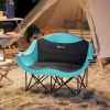 Outsunny Padded Folding Camp Chair for Adults, Double Camping Chairwith Armrests, Cup Holders, Carry Bag for Outdoor, Green