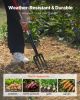4 Tines Garden Fork Fiberglass Handle 45 in Digging Spading Pitchfork Heavy Duty