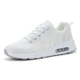 Large size new flying woven fashion casual sports women's shoes shaking shoes heightening shoes trend women's shoes (Color: White, size: 42)