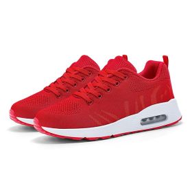Large size new flying woven fashion casual sports women's shoes shaking shoes heightening shoes trend women's shoes (Color: Red, size: 40)