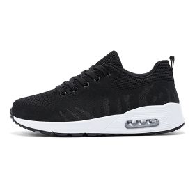 Large size new flying woven fashion casual sports women's shoes shaking shoes heightening shoes trend women's shoes (Color: Black, size: 41)