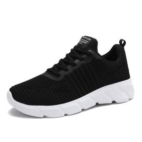 Mesh Lace Up Lightweight Shoes Sneakers (Color: Black, size: 8)