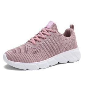Mesh Lace Up Lightweight Shoes Sneakers (Color: Pink, size: 7.5)