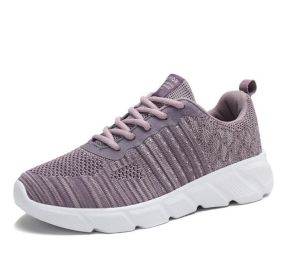 Mesh Lace Up Lightweight Shoes Sneakers (Color: Purple, size: 8.5)