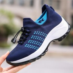Women Walking Shoes Sock Sneakers (Color: Navy, size: US-10)