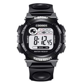 Cool Luminous Men Sport Watch High-end Silicone Strap Military Wrist Watch Led Calendar Waterproof Digital Watch reloj de hombre (Color: 0118 black large, size: 1)