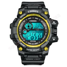 Cool Luminous Men Sport Watch High-end Silicone Strap Military Wrist Watch Led Calendar Waterproof Digital Watch reloj de hombre (Color: gold--1003, size: 1)