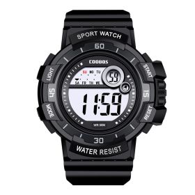 Cool Luminous Men Sport Watch High-end Silicone Strap Military Wrist Watch Led Calendar Waterproof Digital Watch reloj de hombre (Color: 0939 black, size: 1)