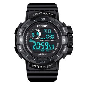 Cool Luminous Men Sport Watch High-end Silicone Strap Military Wrist Watch Led Calendar Waterproof Digital Watch reloj de hombre (Color: 0990 black, size: 1)
