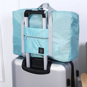 Airlines Foldable Travel Duffel Nylon Water Resistant Bag Hook onto Luggage Weekender Overnight for Women and Girls (Color: Blue)
