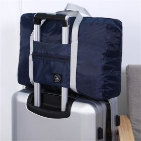 Airlines Foldable Travel Duffel Nylon Water Resistant Bag Hook onto Luggage Weekender Overnight for Women and Girls (Color: Navy)