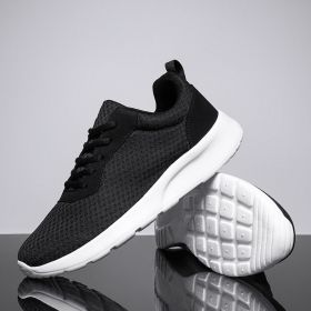 Women's Lace Up Mesh Breathable Lightweight Running Shoes Sneakers (Color: Black, size: US-7.5)