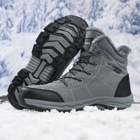 New men's winter Oxford cloth outdoor waterproof non-slip hiking boots warm non-slip men's shoes 39-48 (Color: grey, size: 44)