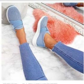 Slip-on Shoes With Orthopedic Sole Womens Fashion Sneakers Platform Sneaker For Women Walking Shoes (Color: Light Blue, size: 35)