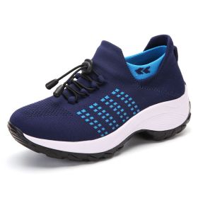 Women Walking Shoes Sock Sneakers (Color: Blue, size: 7)