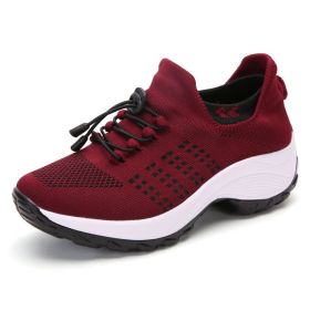 Women Walking Shoes Sock Sneakers (Color: Red, size: 8)