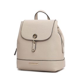 MKF Collection Laura Vegan Leather Backpack by Mia K (Color: Beige, material: Vegan Leather)