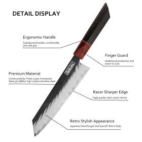 Qulajoy Forged Boning Knife, Japanese Fillet Knife With Sandalwood Handle, Three-Layers Composite HC Steel Kitchen Knives (size: Kiritsuke knife)