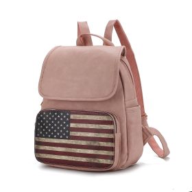 MKF Collection Regina Printed Flag Vegan Leather Women Backpack by Mia K (Color: Rose Pink, material: Vegan Leather)