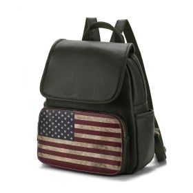 MKF Collection Regina Printed Flag Vegan Leather Women Backpack by Mia K (Color: Green, material: Vegan Leather)