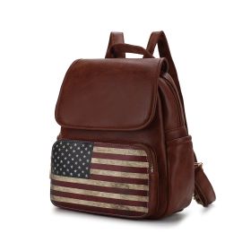 MKF Collection Regina Printed Flag Vegan Leather Women Backpack by Mia K (Color: Tan, material: Vegan Leather)