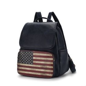 MKF Collection Regina Printed Flag Vegan Leather Women Backpack by Mia K (Color: Navy, material: Vegan Leather)