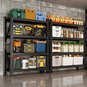 3000LBS Heavy Duty Storage Shelves,63"HMetal Garage Shelving, 4-Tier AdjustableGarage Organization Shelving Units, IndustrialShelving for Warehouse (Color: Black)