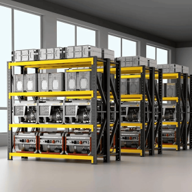 3000LBS Heavy Duty Storage Shelves,63"HMetal Garage Shelving, 4-Tier AdjustableGarage Organization Shelving Units, IndustrialShelving for Warehouse (Color: Black and yellow)
